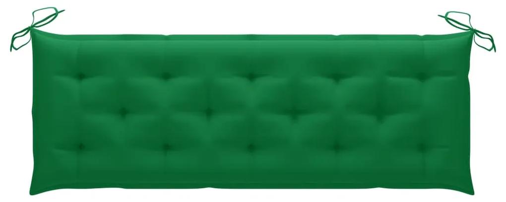 Banca de gradina stivuibila cu perna, 159 cm, lemn masiv tec 1, Verde, 150 cm, 1
