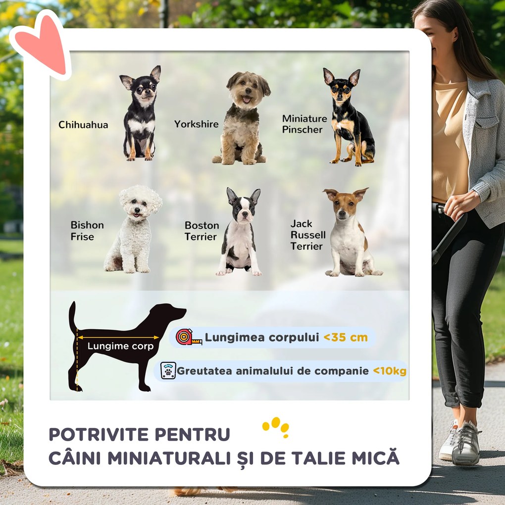 PawHut Cărucior Pliabil pentru Câini cu Frâne, 75x45x97 cm, Gri | Aosom Romania