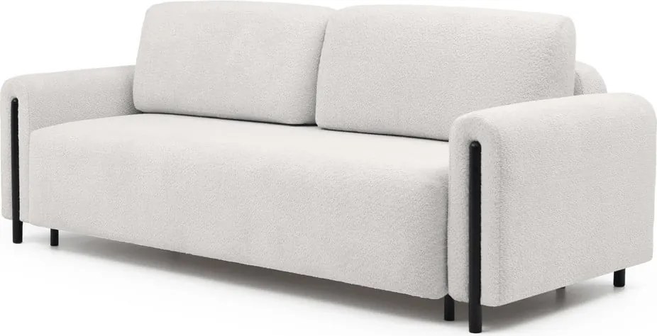 Canapea crem extensibilă/cu spațiu de depozitare cu tapițerie din țesătură bouclé 244 cm Arcadova – ELTAP