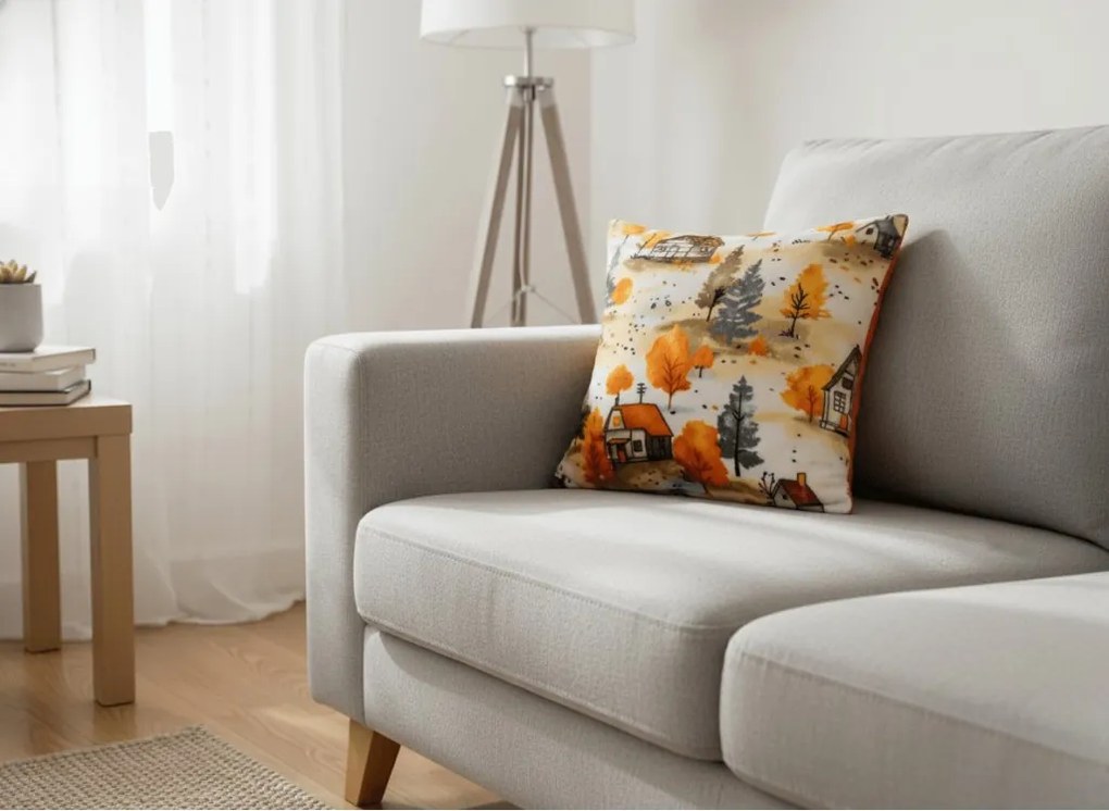 Husa cocolino pentru pernuta AUTUMN VILLAGE 45x45 cm, colorat