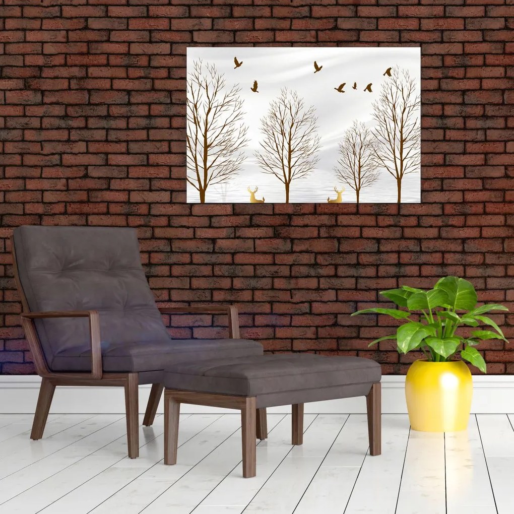 Tablou - Cerb lângă râu (90x60 cm)