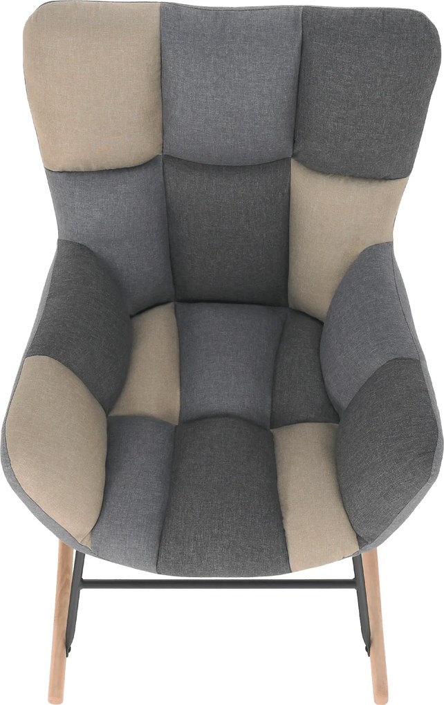 Scaun balansoar design, patchwork/gri/bej, KEMARO