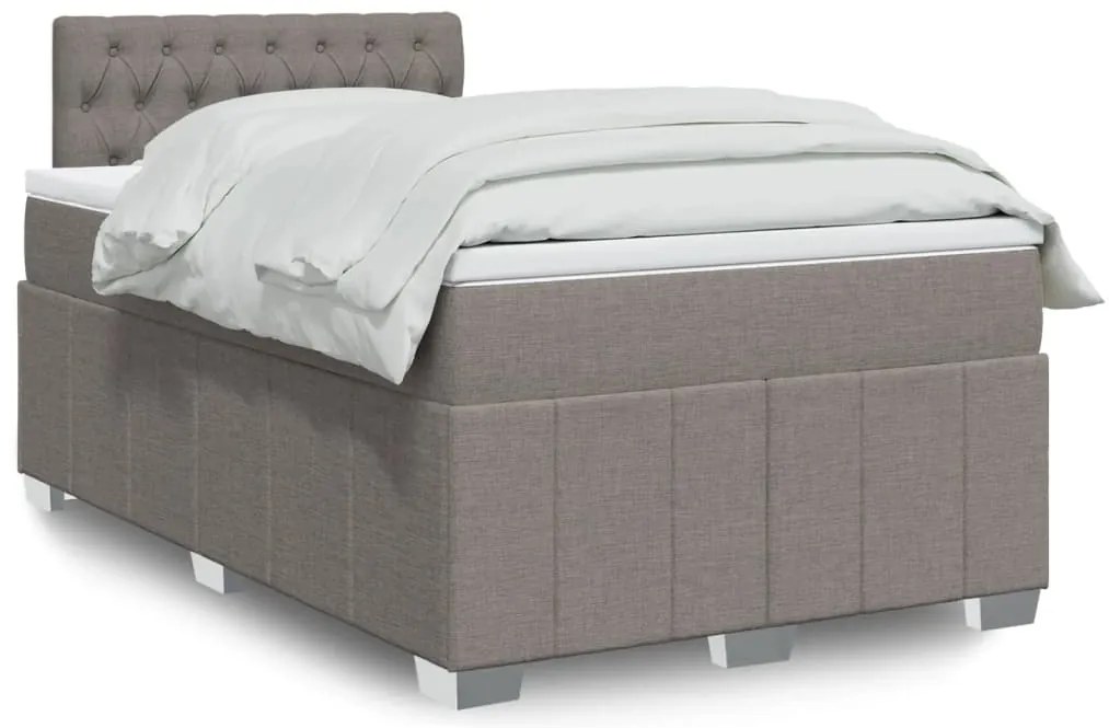 vidaXL Pat box spring cu saltea, taupe, 120x190 cm material textil