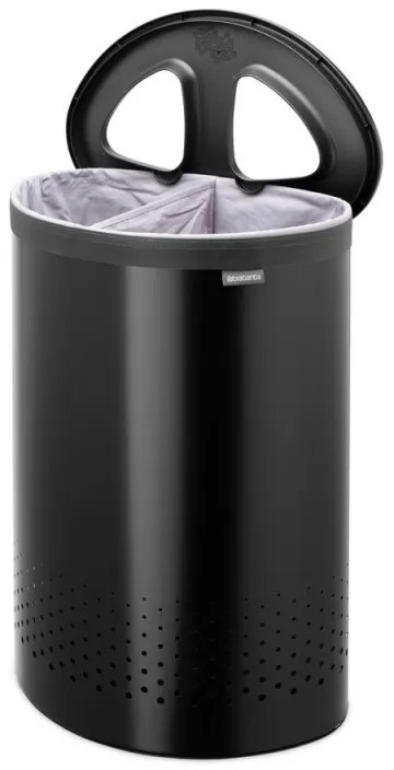 Cos de rufe Brabantia Selector 1008917, 55 L, 2 compartimente, Orificii aerisire, Umplere fara deschidere, Negru
