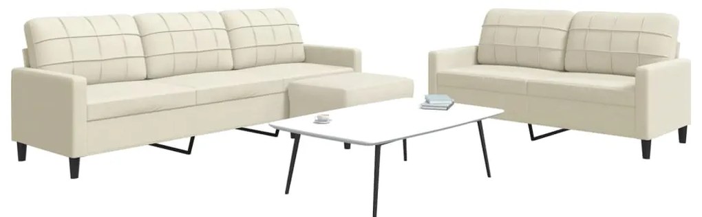 vidaXL Set de canapele cu perne, 3 piese, crem, catifea