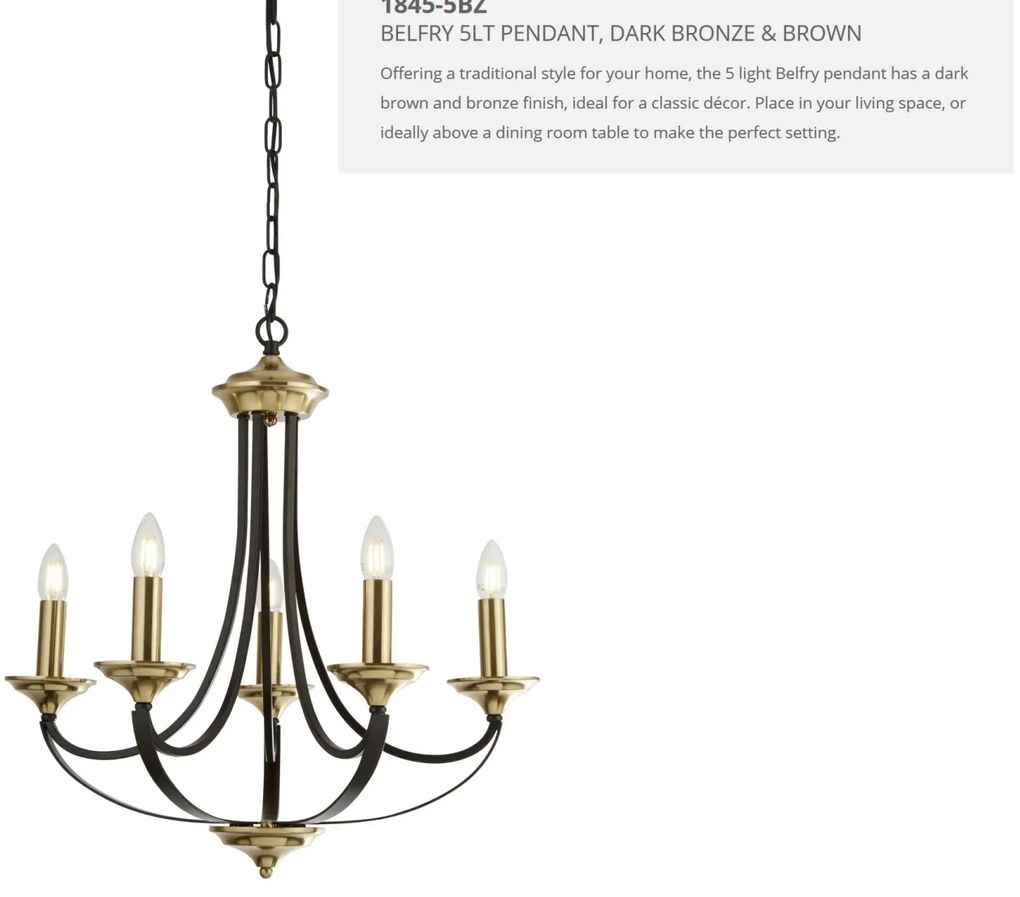 Lustra clasica suspendata design traditional Belfry 5L 1845-5BZ SRT