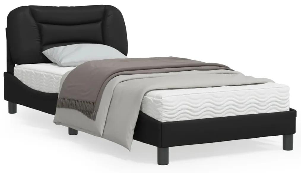 3213899 vidaXL Cadru de pat cu lumini LED, negru, 90x190 cm, piele ecologică