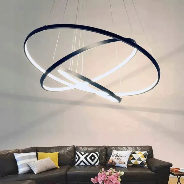 Lustră LED suspendată pe cablu LED/90W/230V Ø 80 cm, neagră