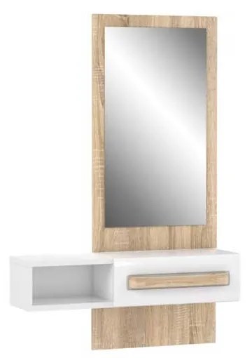 Oglinda machiaj cu sertar, 89.8x25.8x178 cm, culoare stejar sonoma/alb, MDF
