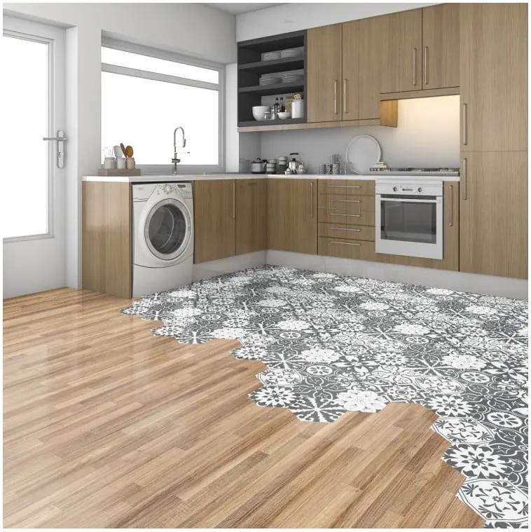 Set 10 autocolante pentru podea Ambiance Hexagons Rosito, 20 x 18 cm