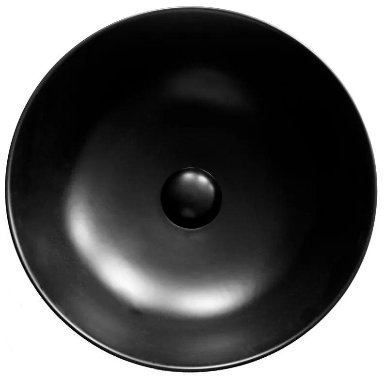 Lavoar pe blat negru mat 40 cm, rotund, Fluminia Sexy-Black