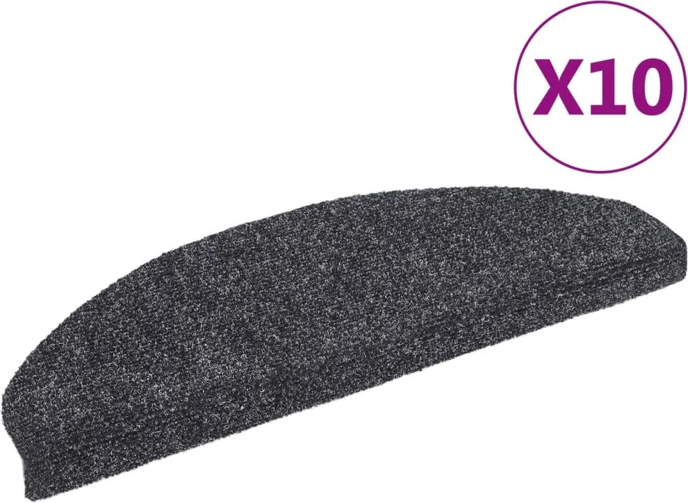 vidaXL Covorașe autoadezive pentru scări, 10 buc., 65x21x4 cm, gri închis, semirotunde, mari