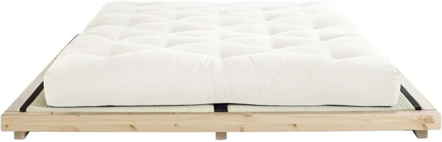 Pat dublu din pin cu saltea și tatami Karup Design Dock Comfort Mat Natural/Natural, 160 x 200 cm