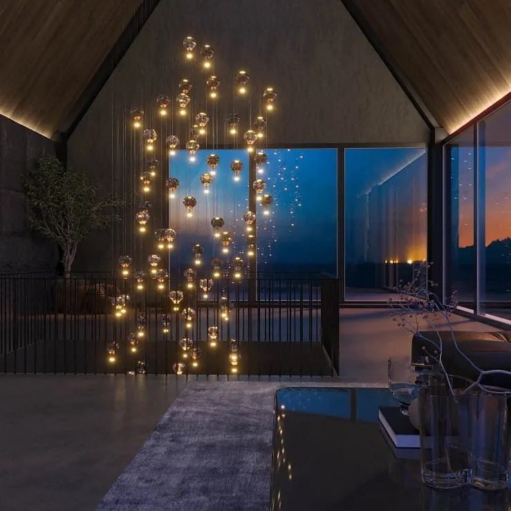 Lustra casa scarii cu 11 pendule LED design deosebit Palloncini 11