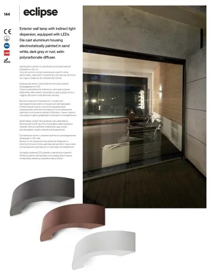 Redo 9903 - Aplică perete exterior LED ECLIPSE 3xLED/3W/230V IP54