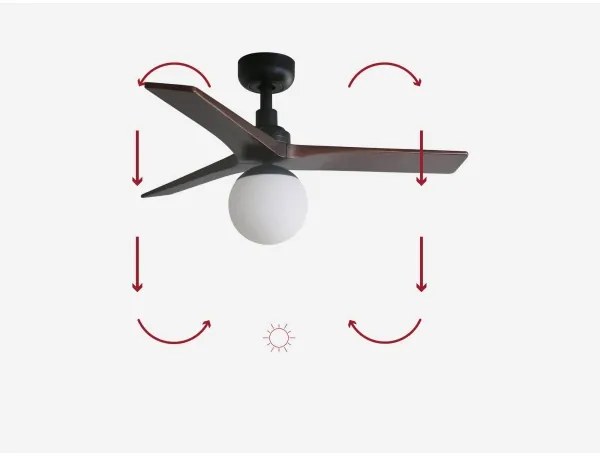 Ventilator de tavan FARO 34278-11L KLIM S lemn/negru + telecomandă