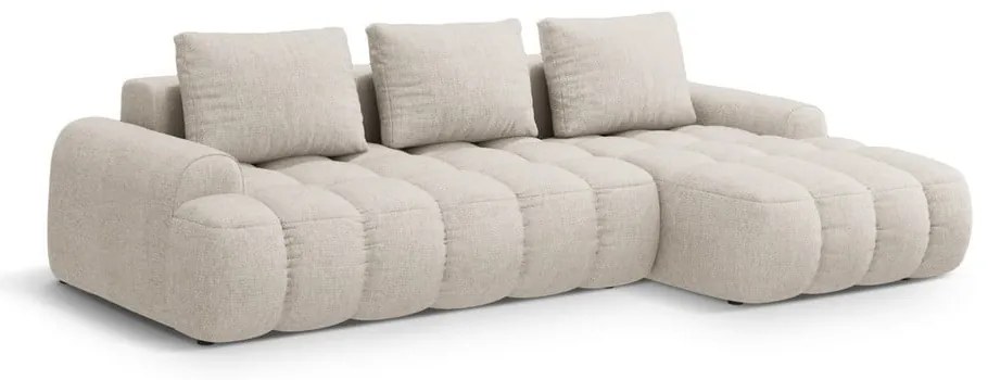 Colțar bej extensibil/cu spațiu de depozitare (cu colț pe partea dreaptă/cu șezlong) Linz – Cosmopolitan Design