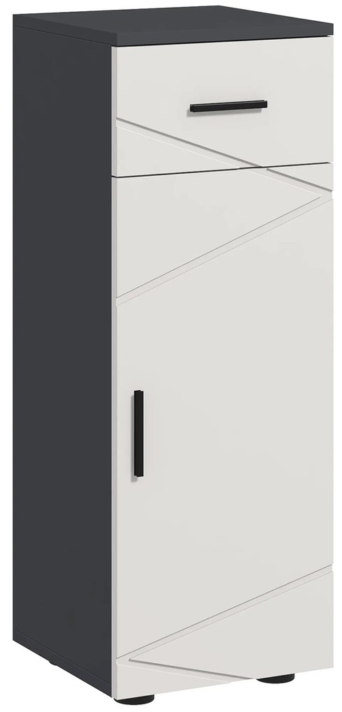 Kleankin Dulap de baie din PAL cu sertar și dulap reglabil cu 2 niveluri, 30x30x82 cm, de culoare gri | Aosom Romania