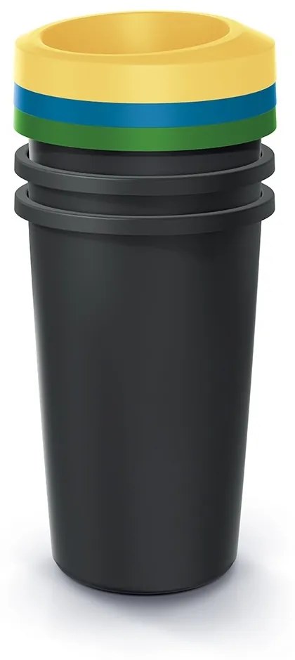 Set pubele pentru deseuri sortate, rotunde, 3 x 25 l, colorate