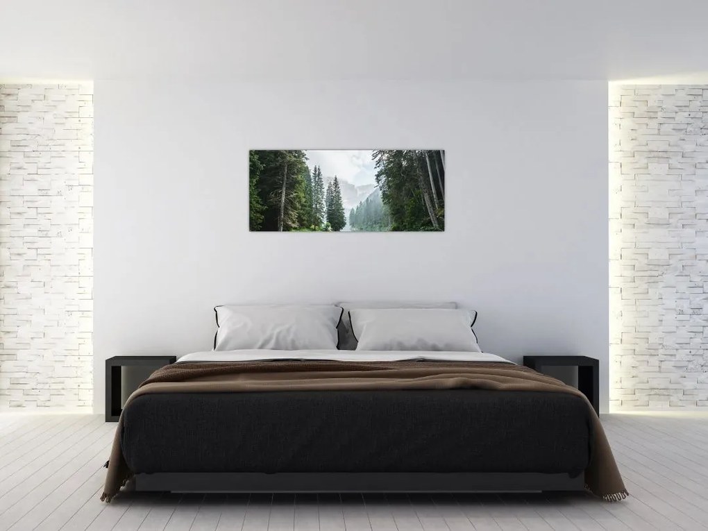 Tablou lacului în pădure (120x50 cm)