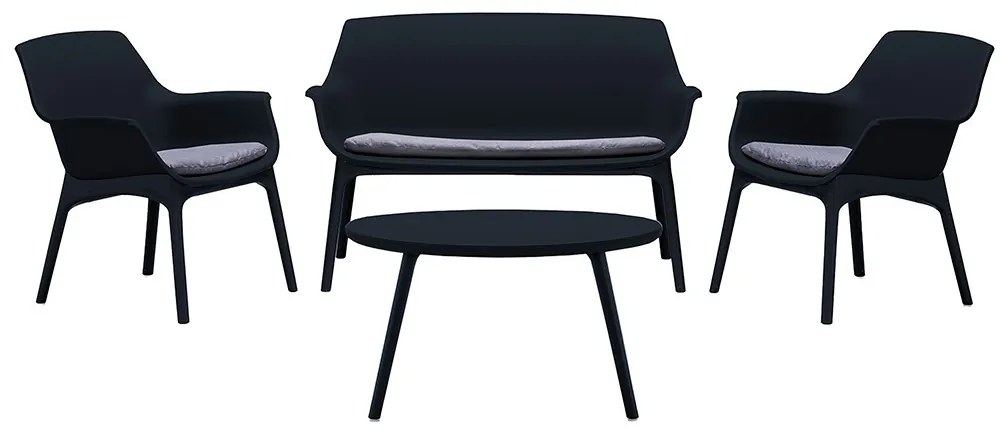Set mobilier de grădină Tampa cu 4 locuri, grafit