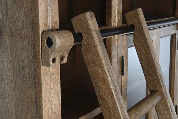 Biblioteca, natur, din lemn masiv de mango, Ladder