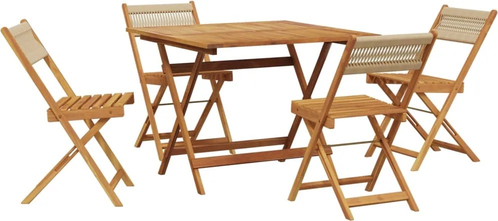 vidaXL Set mobilier de grădină 5 piese polipropilenă bej/lemn masiv