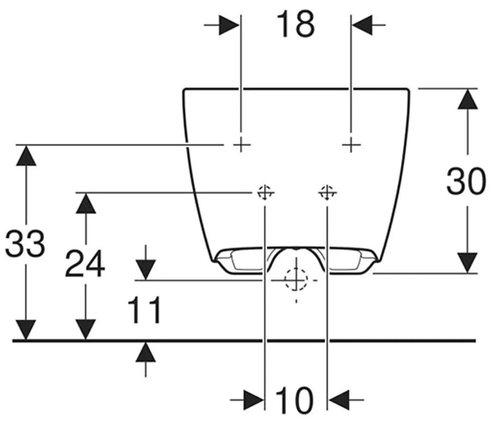 Bideu suspendat, 540x370 mm, preaplin ascuns, orificiu pentru baterie, KeraTect, alb