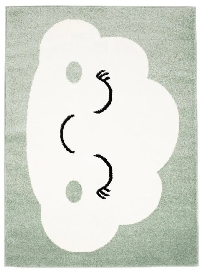Covor de joacă verde pastel cu nor somnoros pentru copii Lăţime: 140 cm | Lungime: 200 cm