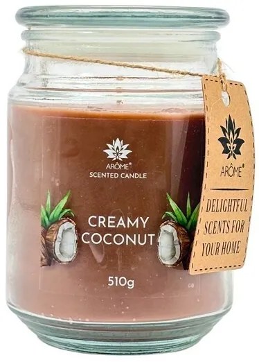 Lumânae Arome 510 g, în sticlă, Nucă de cocoscremoasă