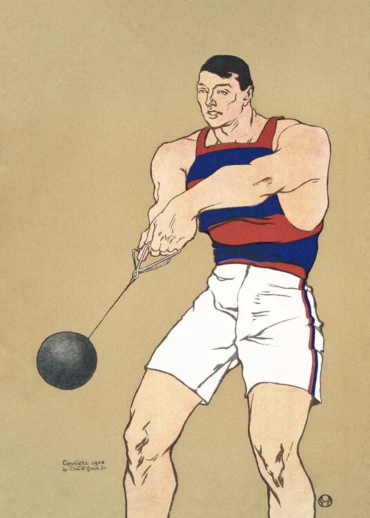 Ilustrație Hammer Throw, Edward Penfield