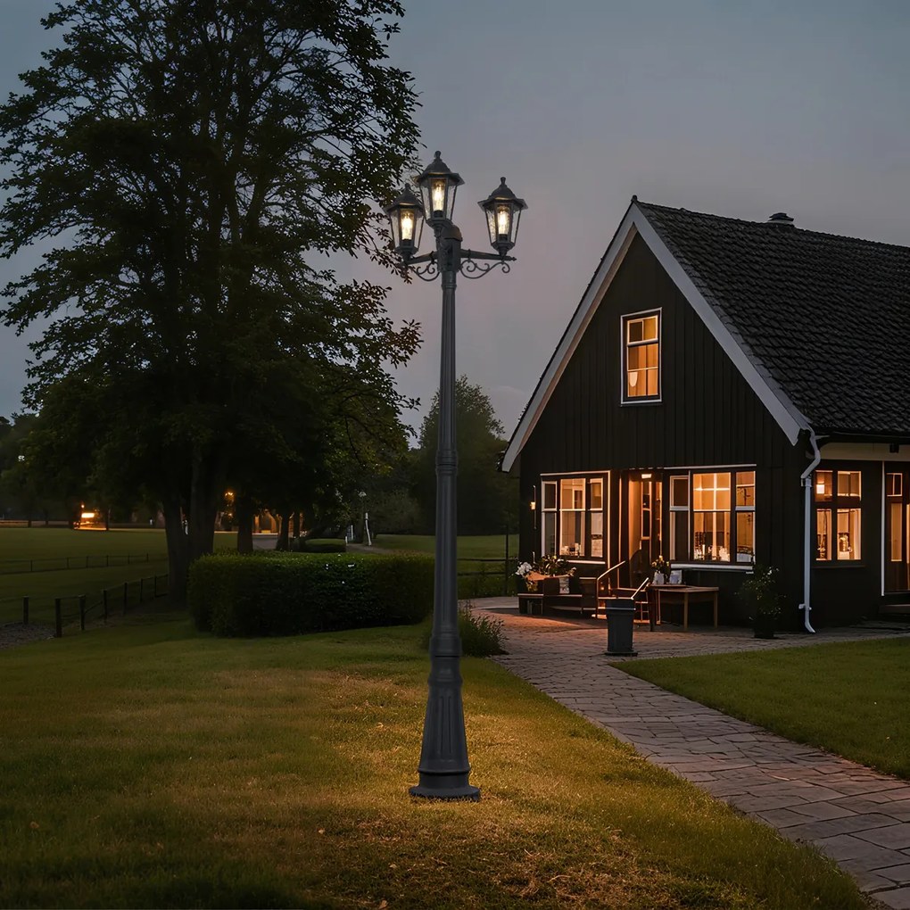 Stâlp clasic de exterior negru 217cm IP44 - New Haven Hammered