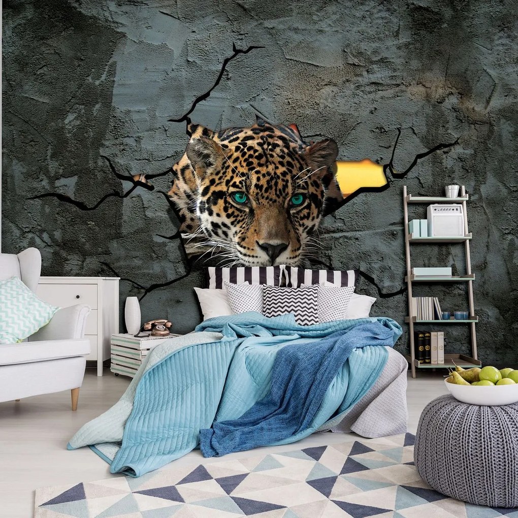 Fototapet - Jaguar după zid (152,5x104 cm)