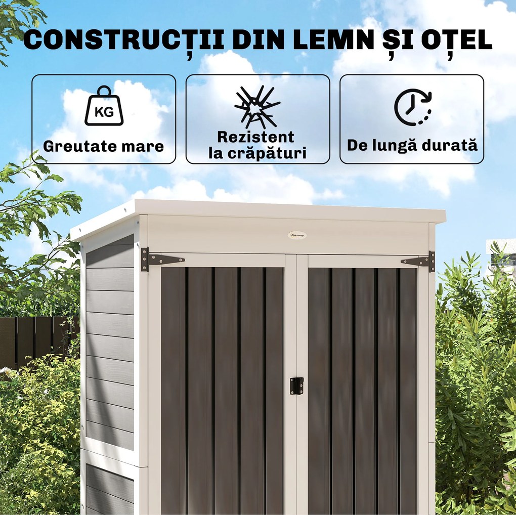 Outsunny Dulap de Exterior pentru Unelte cu 3 Rafturi Detasabile | Aosom Romania