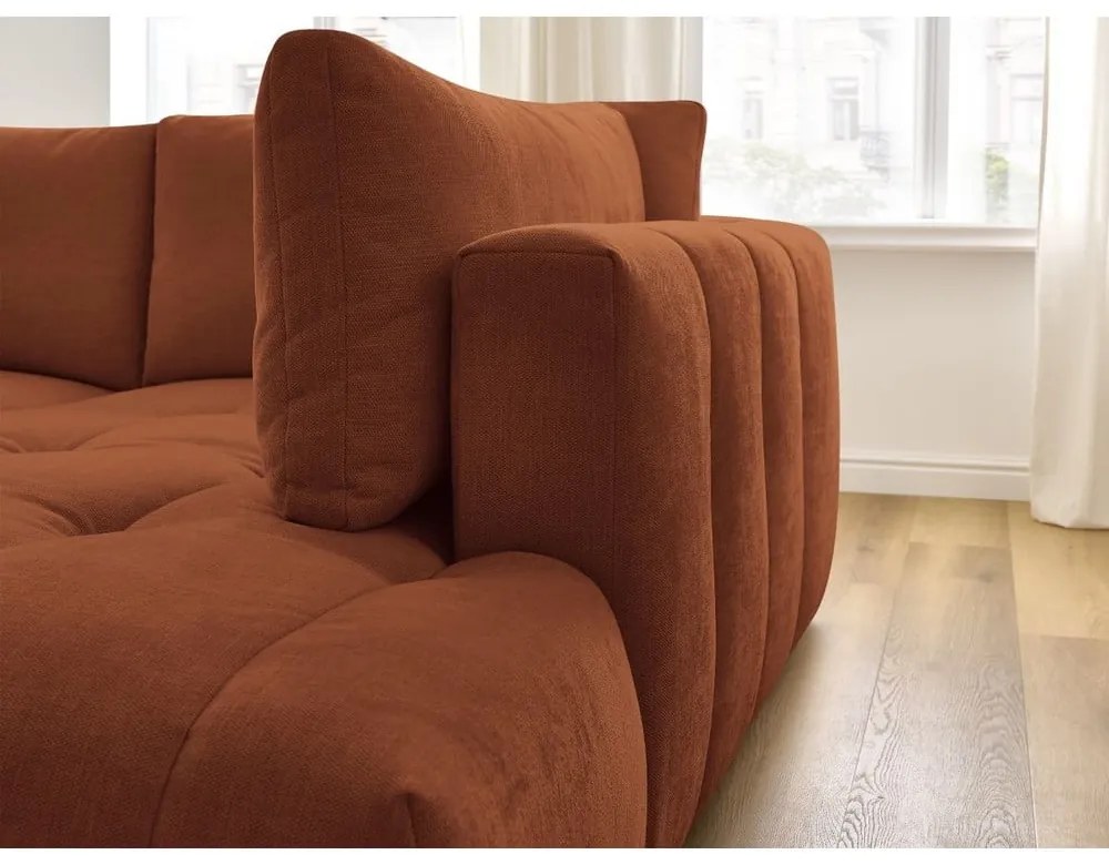 Colțar cărămiziu extensibil/cu spațiu de depozitare (cu colț pe partea dreaptă/în formă de ”L”) Fuji – Bobochic Paris