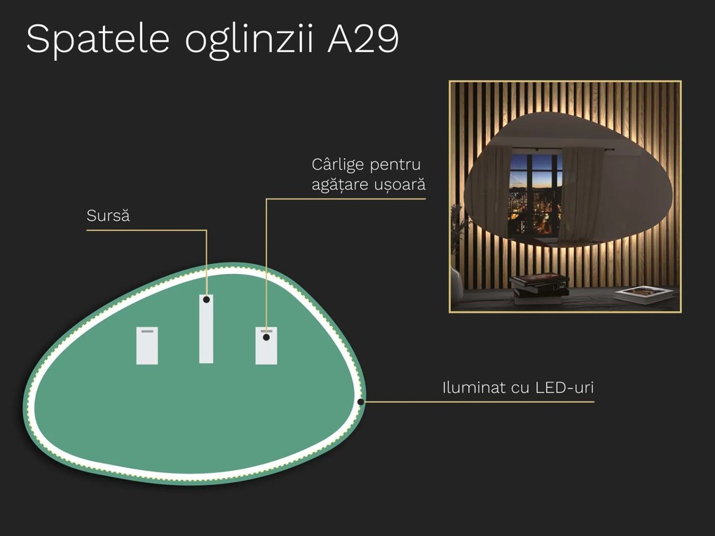 Oglindă LED organică cu iluminare A29