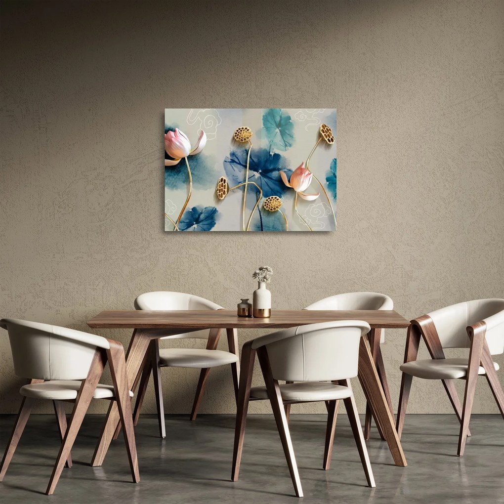 Tablou pe sticlă cu flori (70x50 cm)