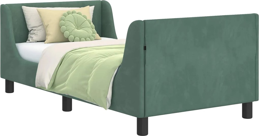 vidaXL Cadru de pat pentru copii cu spătar Verde Mării 80 x 160 cm