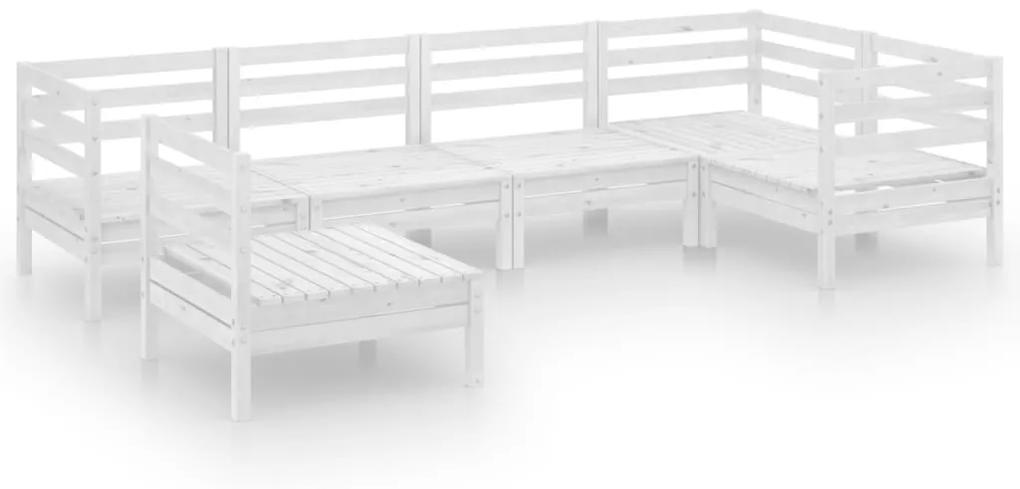 3082728 vidaXL Set mobilier de grădină, 6 piese, alb, lemn masiv de pin