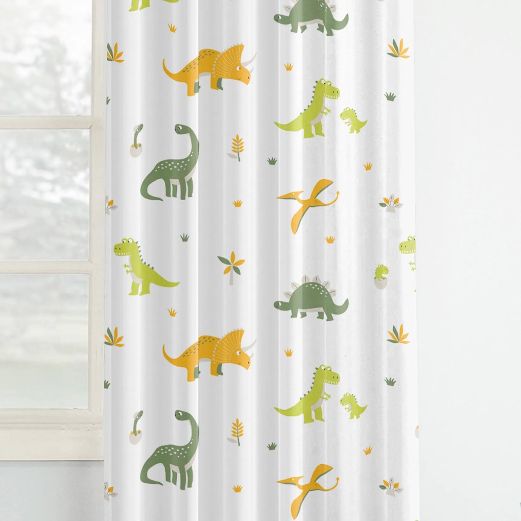 Goldea draperie pentru copii din 100% bumbac - aventura dinozaurilor 220x150 cm
