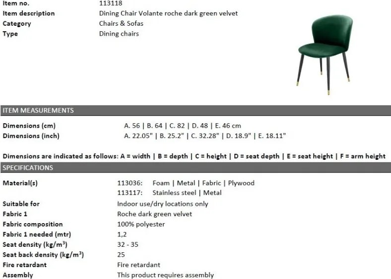 Scaun design LUX Volante verde inchis 113118 HZ