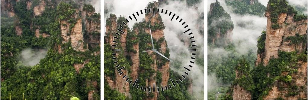 Tablou - Parcul Național Zhangjiajie, China (cu ceas) (90x30 cm)