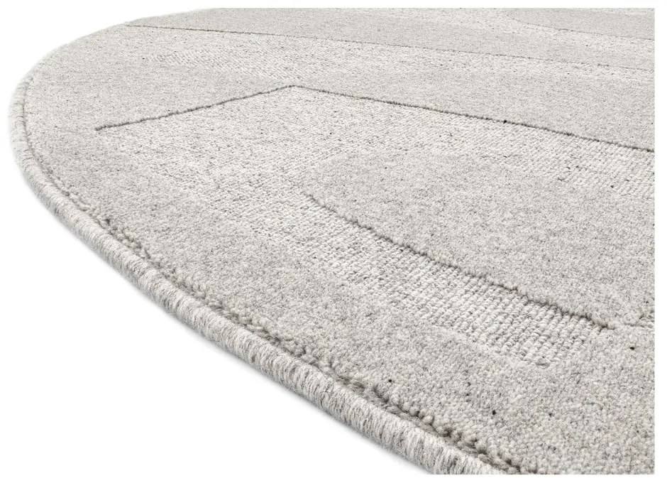 Covor gri deschis rotund din lână ø 120 cm Morphic Botanica – Agnella