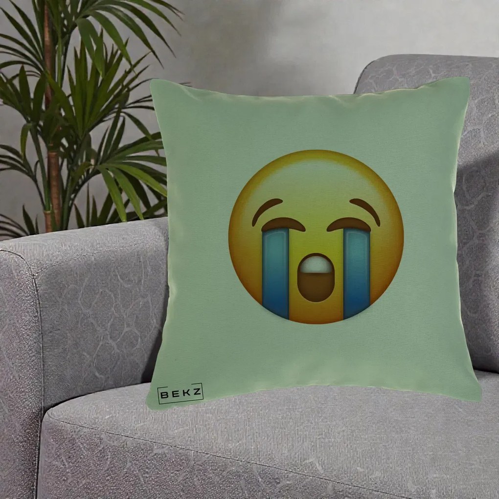 Perna Decorativa Emoji Plange, 40x40 cm, Verde, Husa Detasabila, Perna Inclusa, BEKZ®