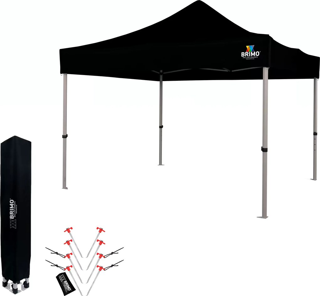 Foișor de grădină pliabil 3x3 m | Protecție UV/PVC premium | Construcție robustă BRIMO | Montaj rapid fără scule - fără pereți - Negru