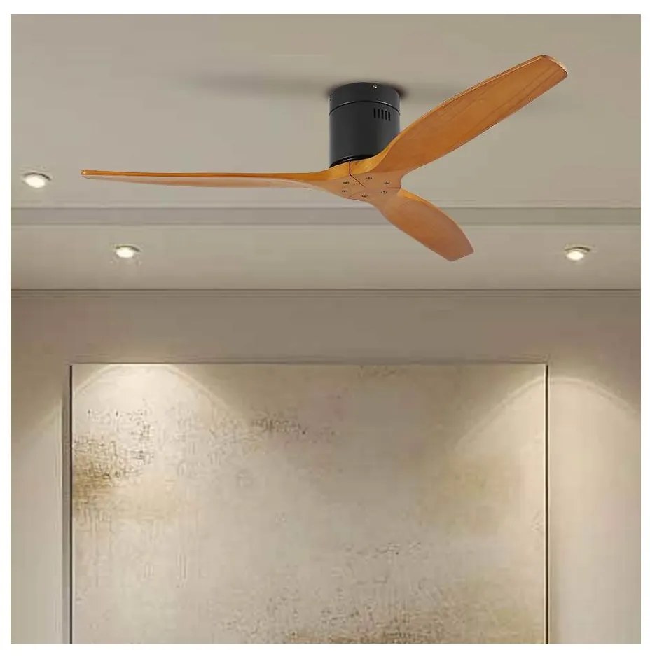 ZEVENTI - Ventilator de tavan SPELLO Wi-Fi Tuya negru/stejar + telecomandă