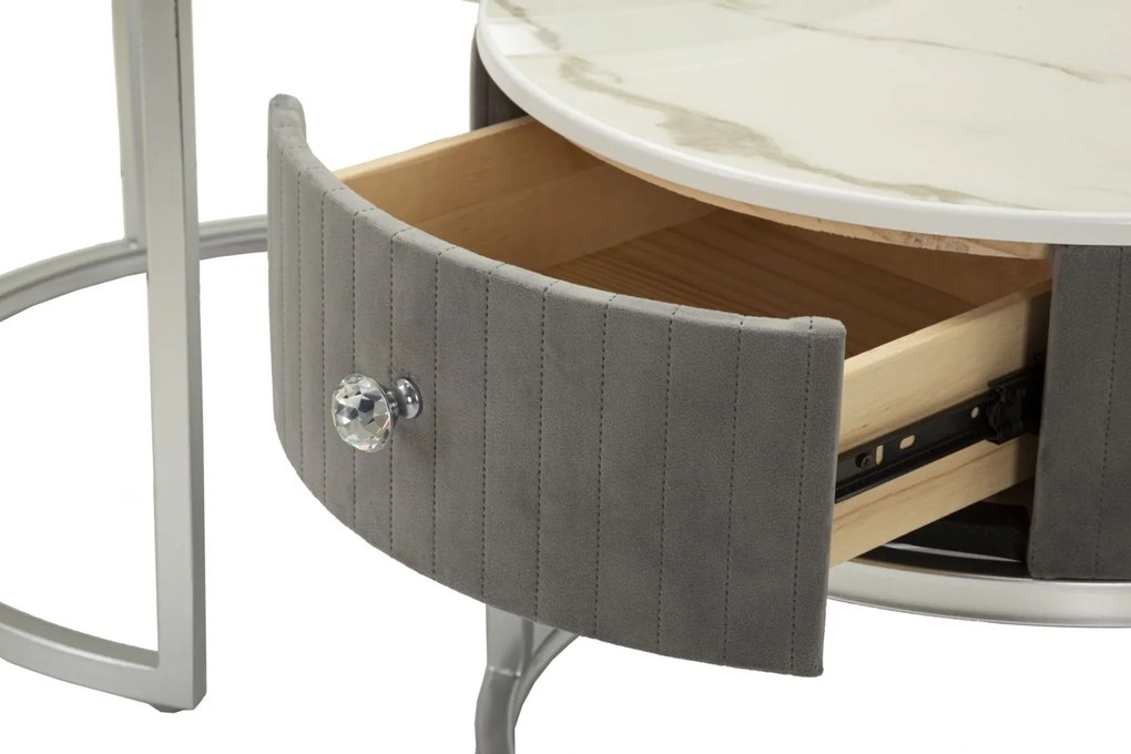 Mauro Ferretti Set De 2 Masute De Cafea Grays  Cm Ø 70X45-50X38 | Aosom Romania