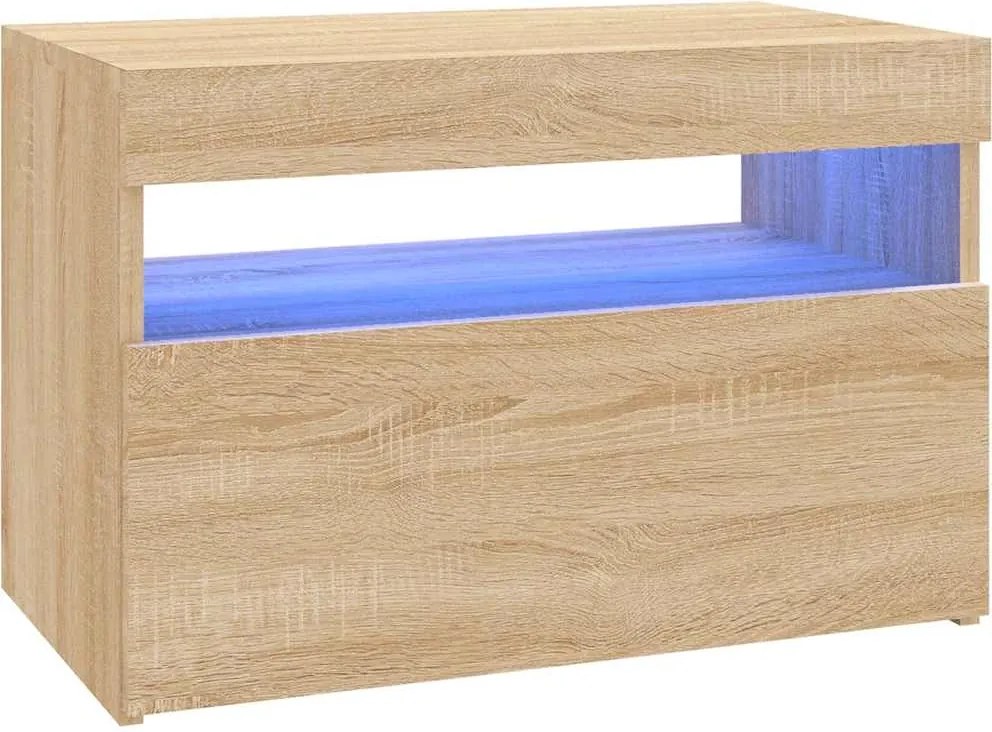 vidaXL Comodă TV cu lumini LED, stejar Sonoma, 60x35x40 cm
