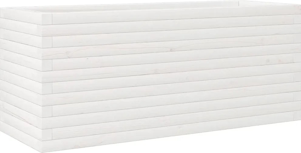 vidaXL Jardinieră de grădină, alb, 110x40x45,5 cm, lemn masiv de pin