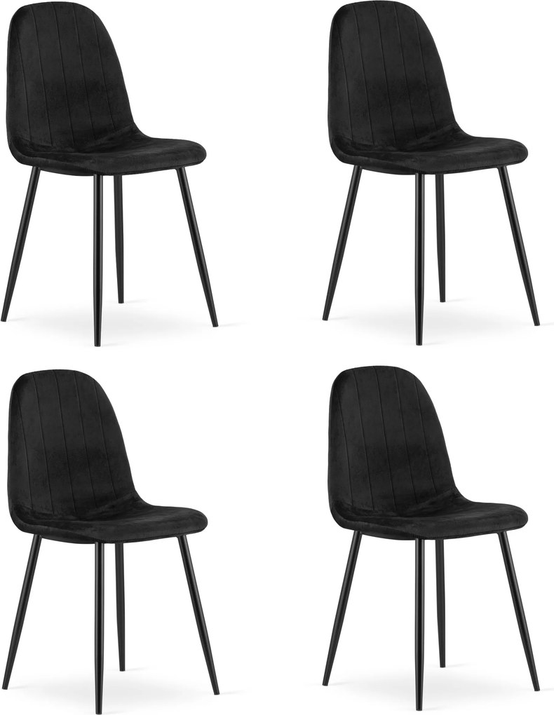 Scaun de masa PADVA VELVET cu picioare negre, negru